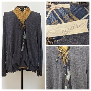 Mystree Plaid Tassel hi lo top M